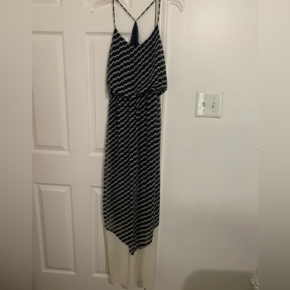 Navy and white Racer Back Maxi Dress